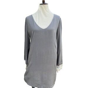 Swell Womens Gray Rosarito Bell Sleeve Crochet Detail Dress Size M L